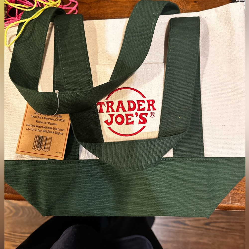 Trader Joe’s dark green mini tote never used with tags